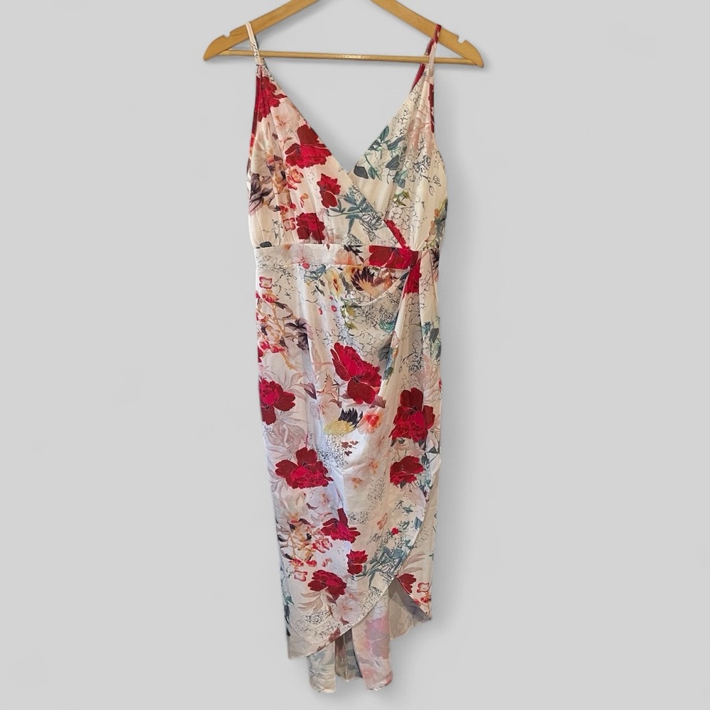 L’ATISTE Womens Floral Asymmetrical Dress Size Small Sleeveless Lined